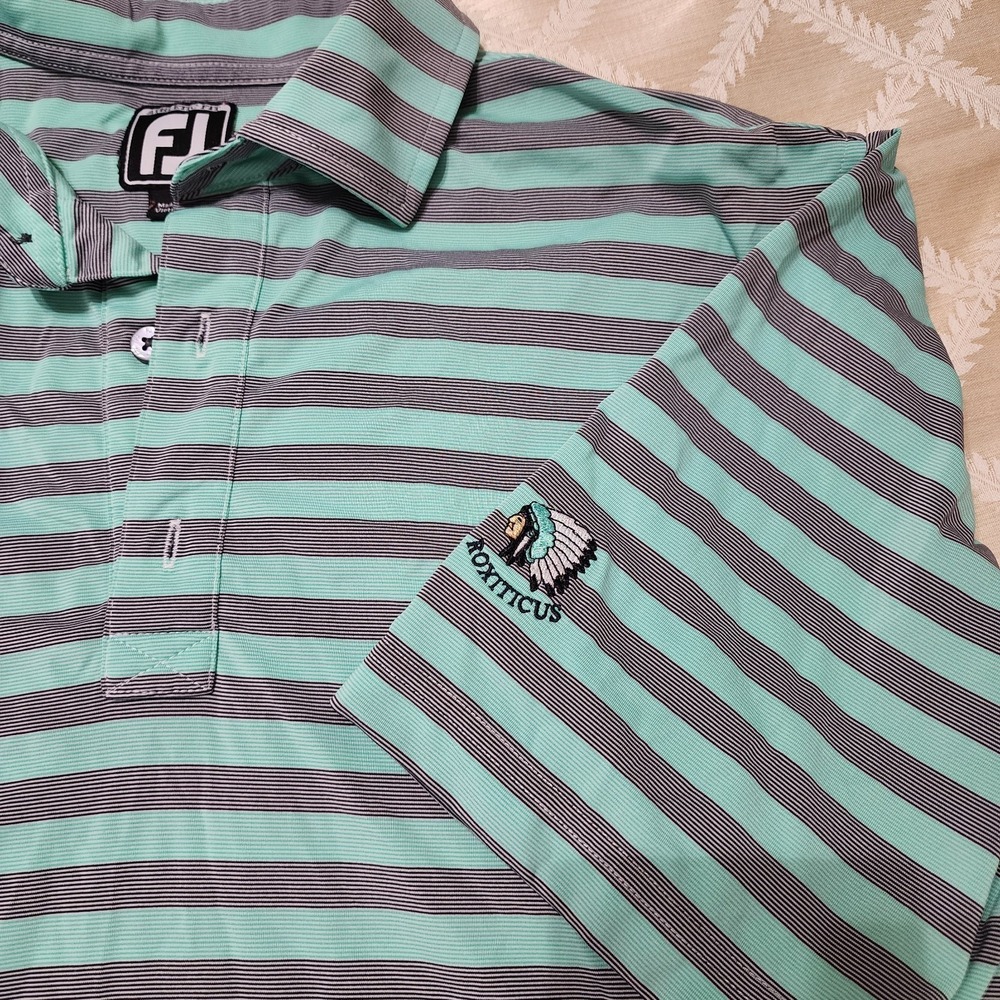 Footjoy Striped SS Performance ROXITICUS Men's Polo Golf Club Shirt Size Lg